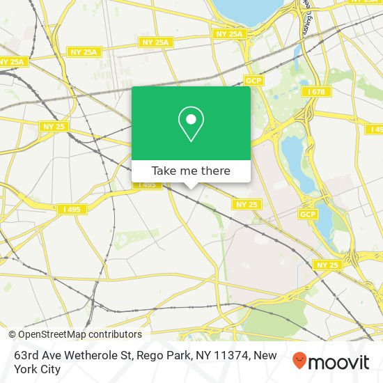 Mapa de 63rd Ave Wetherole St, Rego Park, NY 11374
