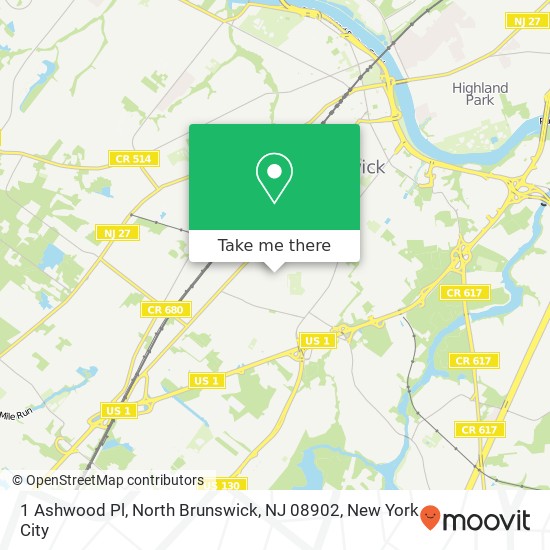 1 Ashwood Pl, North Brunswick, NJ 08902 map