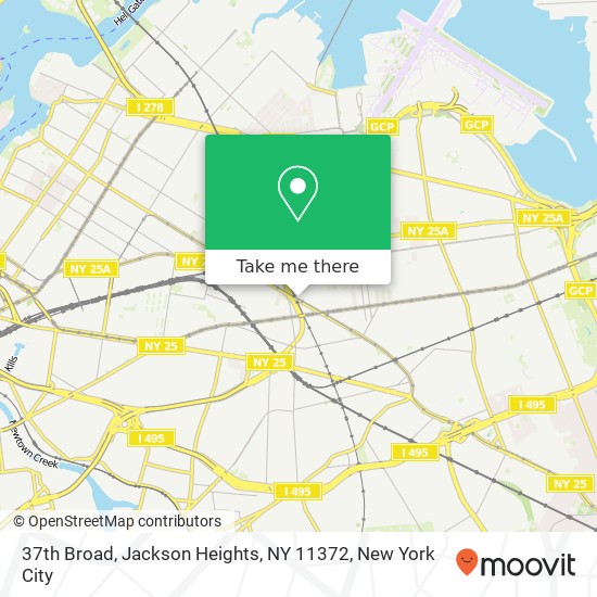 Mapa de 37th Broad, Jackson Heights, NY 11372