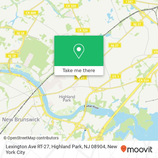 Mapa de Lexington Ave RT-27, Highland Park, NJ 08904