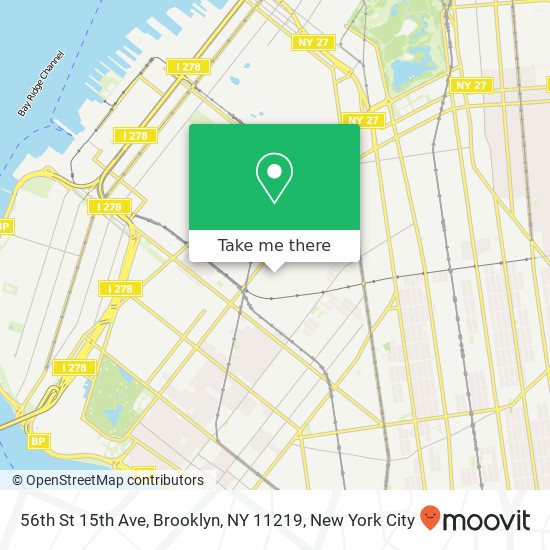 Mapa de 56th St 15th Ave, Brooklyn, NY 11219