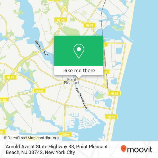 Mapa de Arnold Ave at State Highway 88, Point Pleasant Beach, NJ 08742