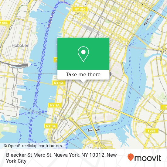 Mapa de Bleecker St Merc St, Nueva York, NY 10012