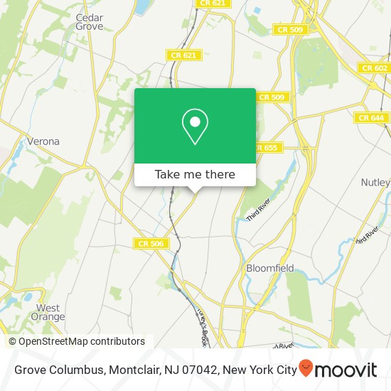 Mapa de Grove Columbus, Montclair, NJ 07042