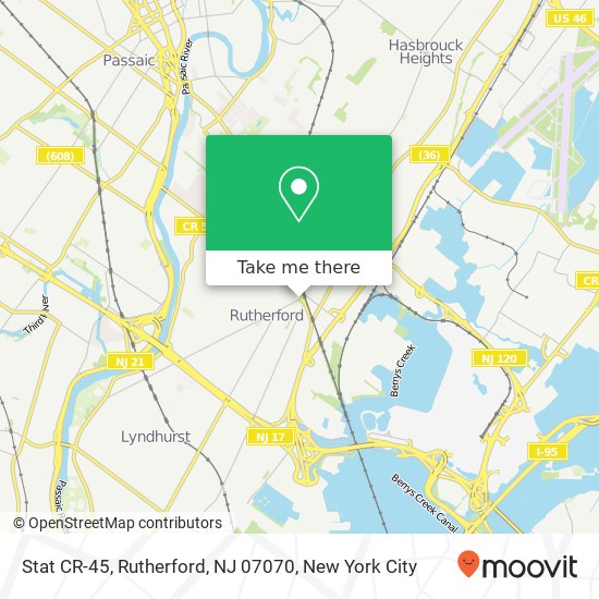 Mapa de Stat CR-45, Rutherford, NJ 07070