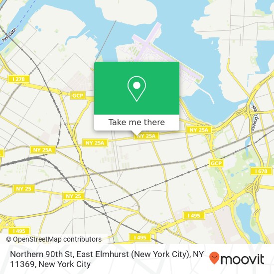 Mapa de Northern 90th St, East Elmhurst (New York City), NY 11369