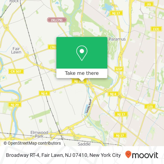 Mapa de Broadway RT-4, Fair Lawn, NJ 07410