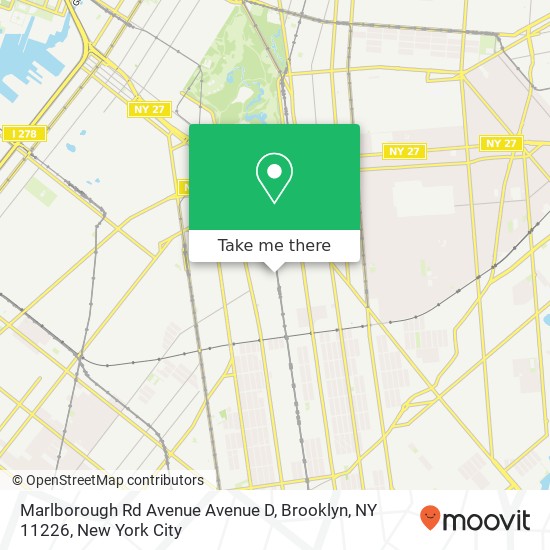 Mapa de Marlborough Rd Avenue Avenue D, Brooklyn, NY 11226