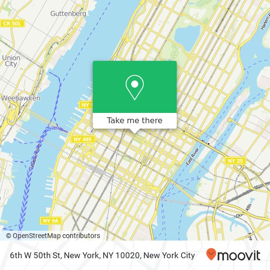 Mapa de 6th W 50th St, New York, NY 10020