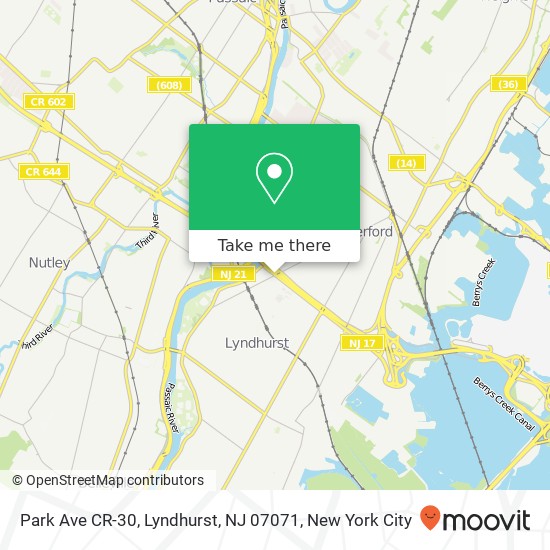 Mapa de Park Ave CR-30, Lyndhurst, NJ 07071