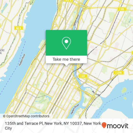 Mapa de 135th and Terrace Pl, New York, NY 10037