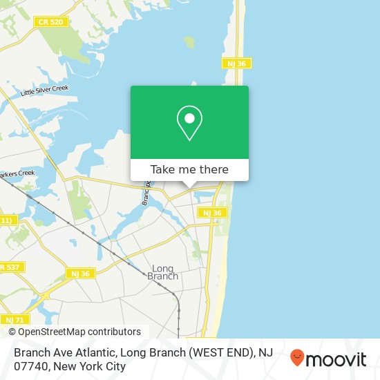 Branch Ave Atlantic, Long Branch (WEST END), NJ 07740 map