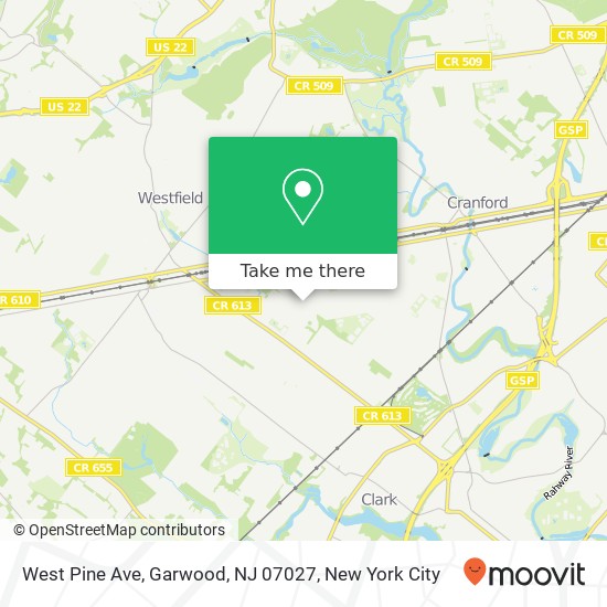 Mapa de West Pine Ave, Garwood, NJ 07027