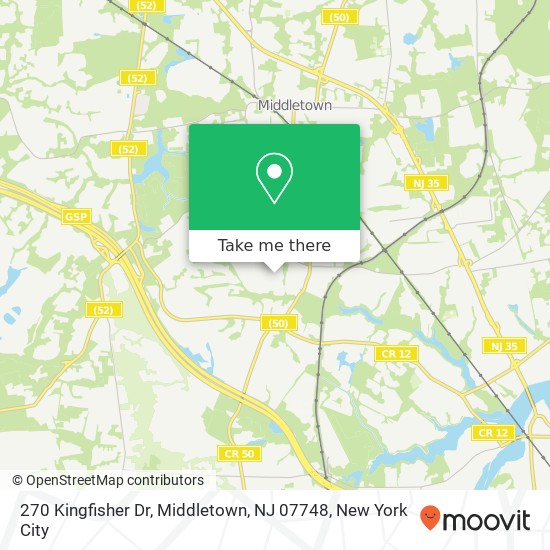 Mapa de 270 Kingfisher Dr, Middletown, NJ 07748