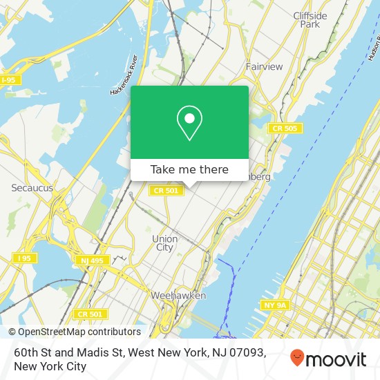 Mapa de 60th St and Madis St, West New York, NJ 07093