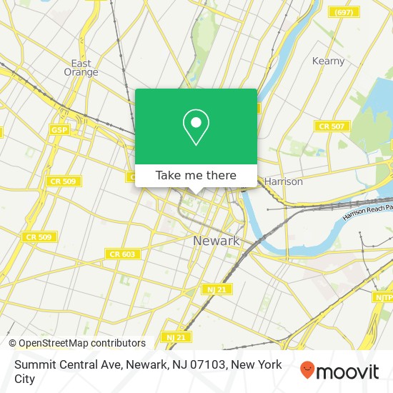 Mapa de Summit Central Ave, Newark, NJ 07103