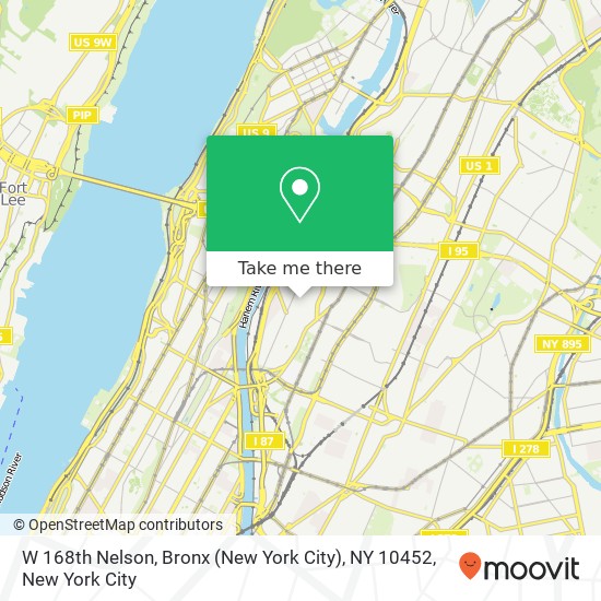 Mapa de W 168th Nelson, Bronx (New York City), NY 10452
