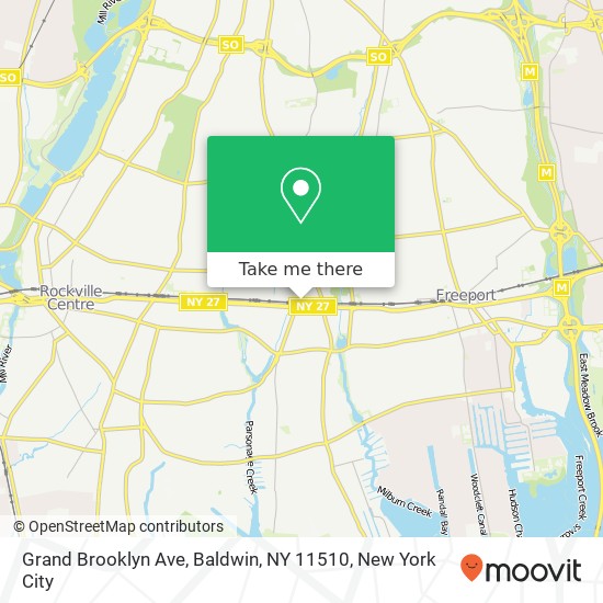 Mapa de Grand Brooklyn Ave, Baldwin, NY 11510