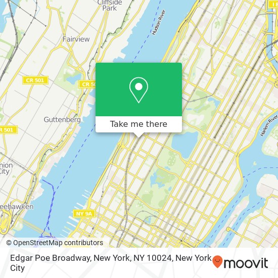 Mapa de Edgar Poe Broadway, New York, NY 10024