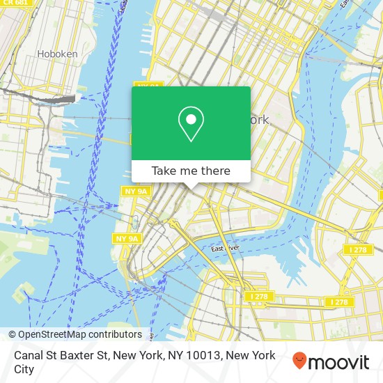Canal St Baxter St, New York, NY 10013 map