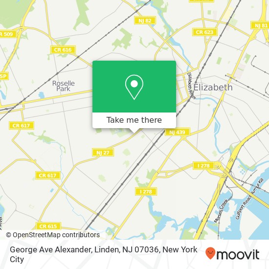 Mapa de George Ave Alexander, Linden, NJ 07036