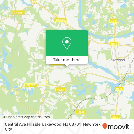 Mapa de Central Ave Hillside, Lakewood, NJ 08701