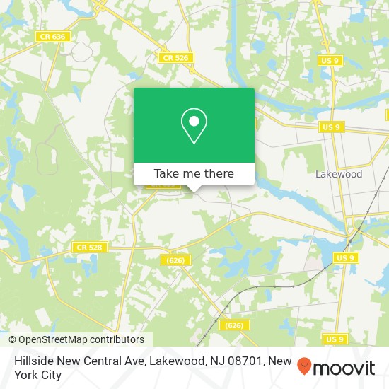 Mapa de Hillside New Central Ave, Lakewood, NJ 08701