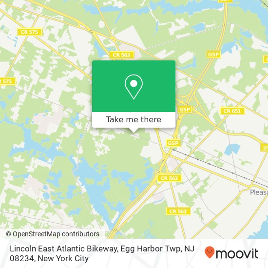 Mapa de Lincoln East Atlantic Bikeway, Egg Harbor Twp, NJ 08234