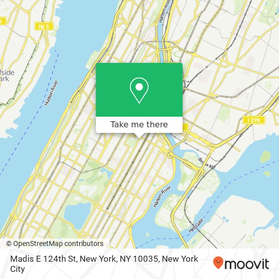 Mapa de Madis E 124th St, New York, NY 10035