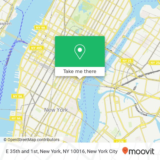E 35th and 1st, New York, NY 10016 map