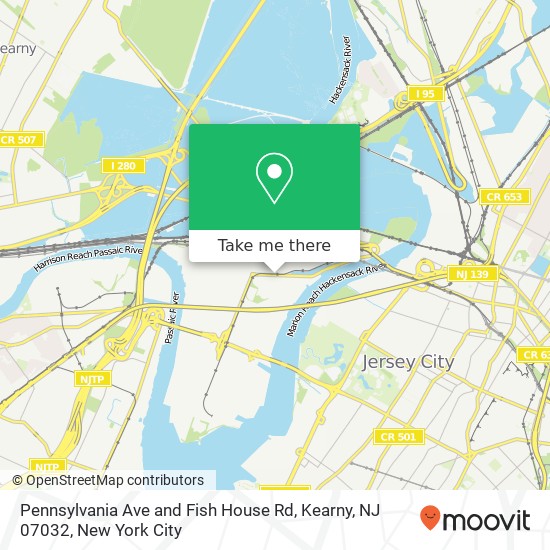 Pennsylvania Ave and Fish House Rd, Kearny, NJ 07032 map
