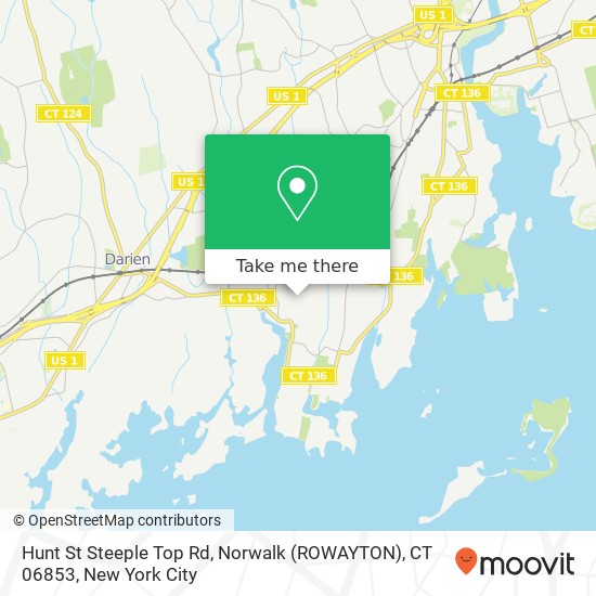 Mapa de Hunt St Steeple Top Rd, Norwalk (ROWAYTON), CT 06853