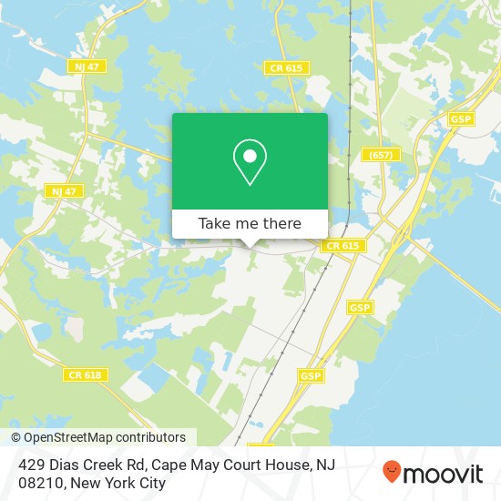 Mapa de 429 Dias Creek Rd, Cape May Court House, NJ 08210