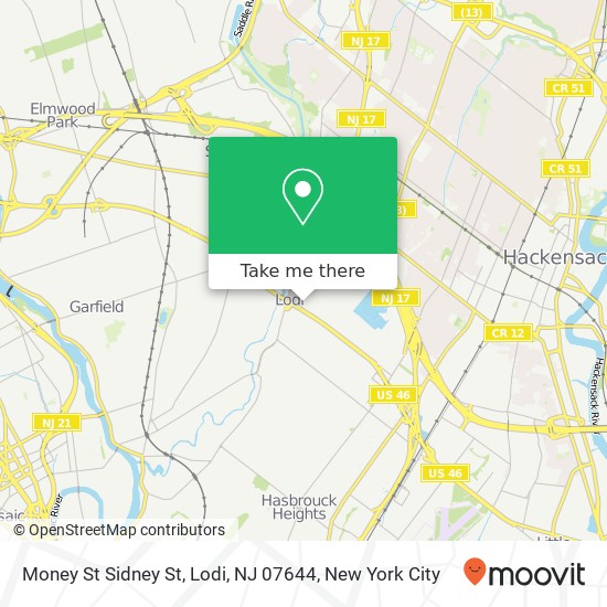 Money St Sidney St, Lodi, NJ 07644 map