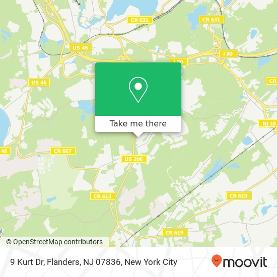 Mapa de 9 Kurt Dr, Flanders, NJ 07836