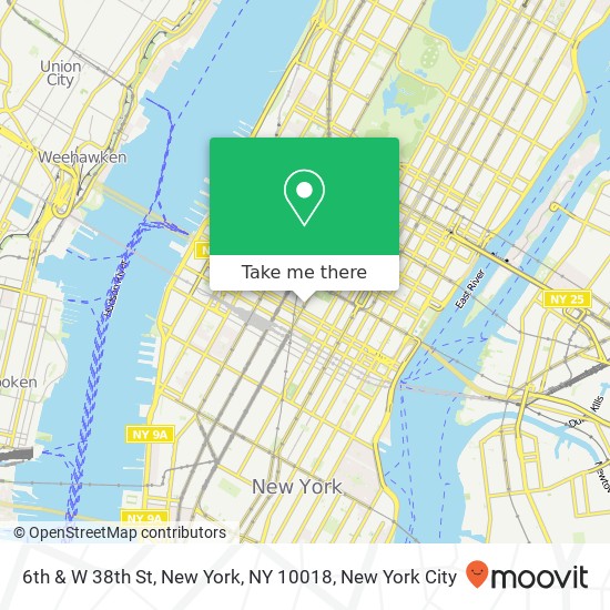 6th & W 38th St, New York, NY 10018 map