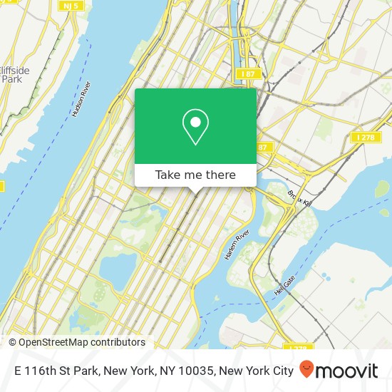E 116th St Park, New York, NY 10035 map