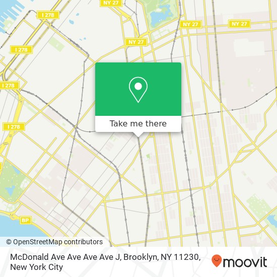 Mapa de McDonald Ave Ave Ave Ave J, Brooklyn, NY 11230