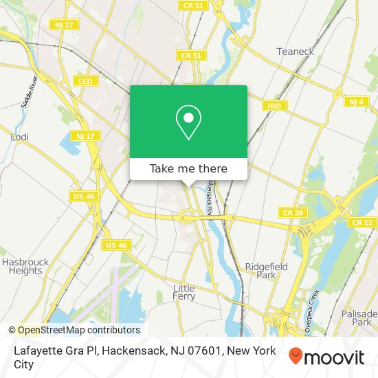 Mapa de Lafayette Gra Pl, Hackensack, NJ 07601