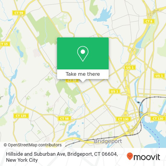Mapa de Hillside and Suburban Ave, Bridgeport, CT 06604