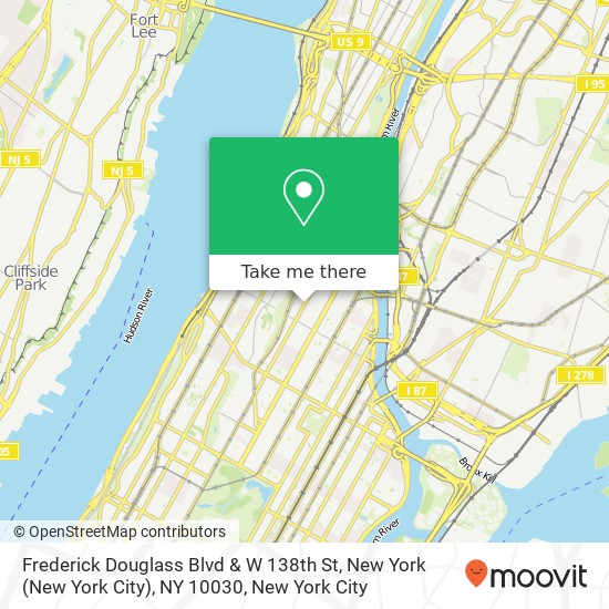 Frederick Douglass Blvd & W 138th St, New York (New York City), NY 10030 map