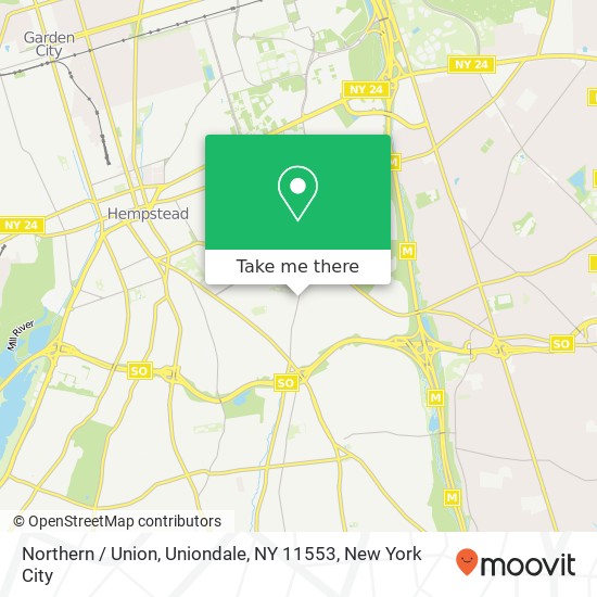 Mapa de Northern / Union, Uniondale, NY 11553