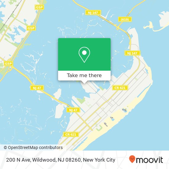 Mapa de 200 N Ave, Wildwood, NJ 08260