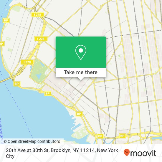 Mapa de 20th Ave at 80th St, Brooklyn, NY 11214