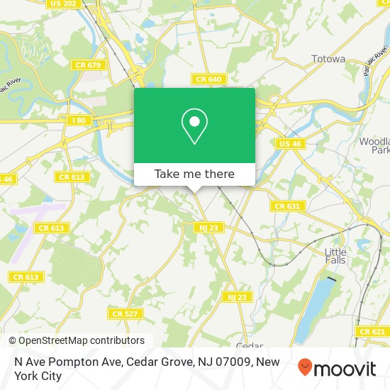 Mapa de N Ave Pompton Ave, Cedar Grove, NJ 07009