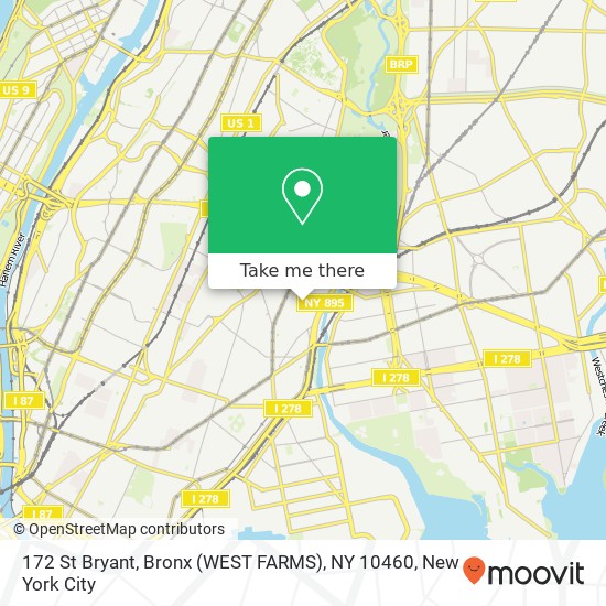 Mapa de 172 St Bryant, Bronx (WEST FARMS), NY 10460