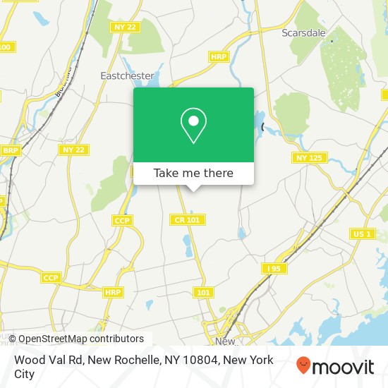 Mapa de Wood Val Rd, New Rochelle, NY 10804
