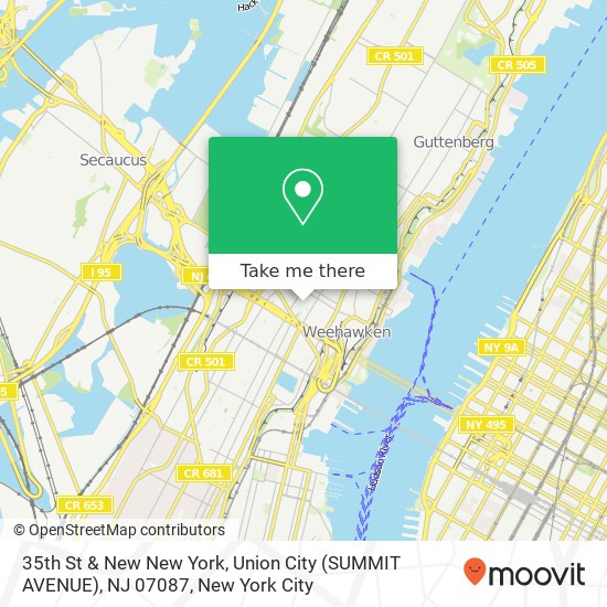 35th St & New New York, Union City (SUMMIT AVENUE), NJ 07087 map