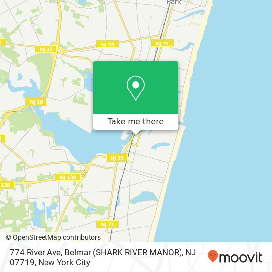Mapa de 774 River Ave, Belmar (SHARK RIVER MANOR), NJ 07719