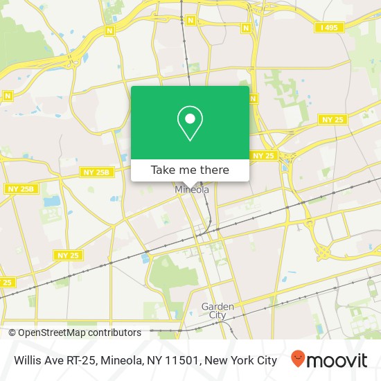 Mapa de Willis Ave RT-25, Mineola, NY 11501